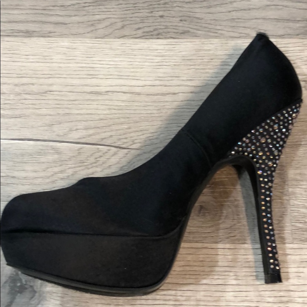 Black Rhinestone Studded Heel